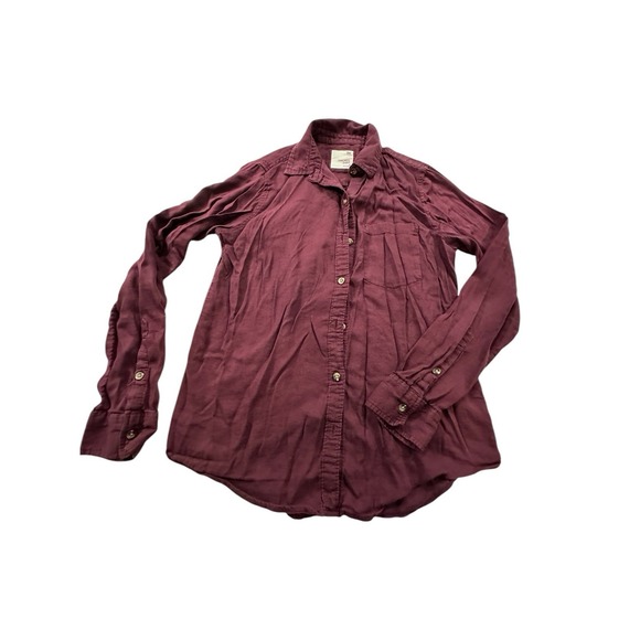SO Favorite Shirt Womens Burgundy Collared Button Up Front Long Sleeves EUC‎ - Picture 1 of 6